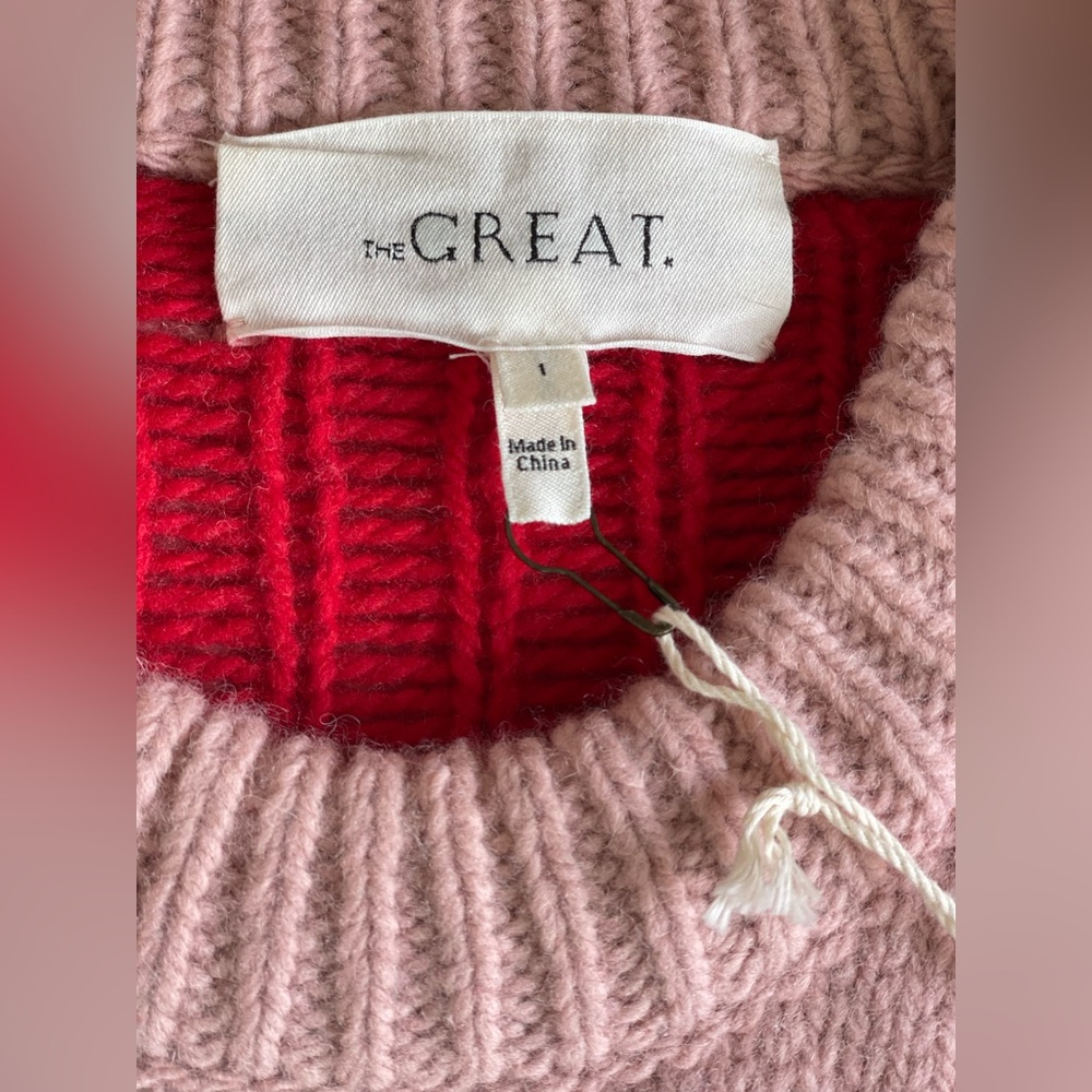 NWT The Great Sweetheart Pullover sweater. Size 1. Pink with red hearts. - Picture 6 of 9